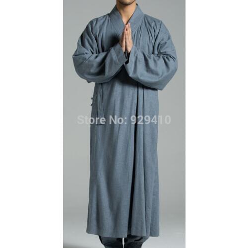 Unisex Summer&Spring Buddhism monks robe shaolin zen taoist gownmartial arts uniforms lay costume meditation clothing