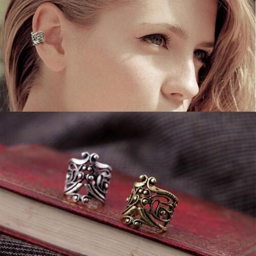 Vintage Antique Ear Cuff Punk Small Flower Hollow Charm Clip Earrings Wholesale Cheap Jewelry For Women Men