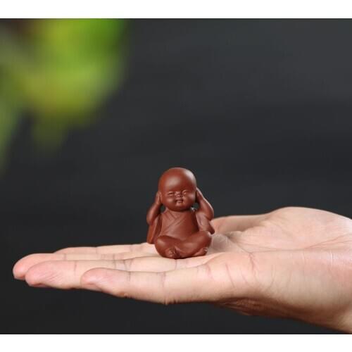 Yixing Handmade Clay Tea Ornaments Novices Little Monk Mini Cute Small Tea Ornaments Tea Set Tea Set Accessories Mini Tea Set
