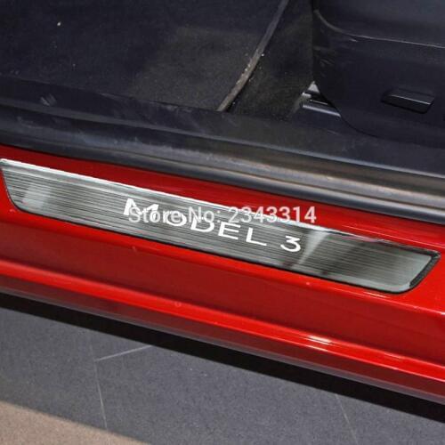 For Tesla Model 3 2017 2018 2019 Stainless Car Door Sill Scuff Plate Protector Trim Guard Kick Pedal Cover Car Styling Accessory