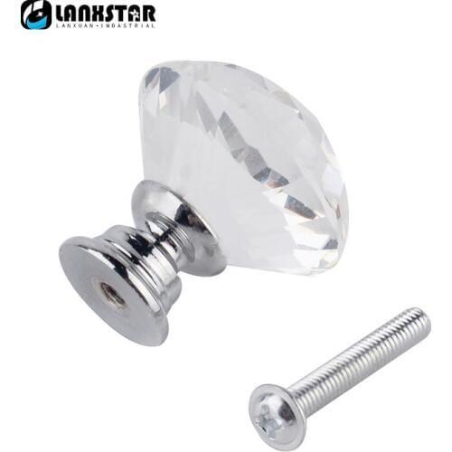 10pcs Vogue Diamond Shape Crystal Cabinet Knob Cupboard Drawer Pull Handle Knobs