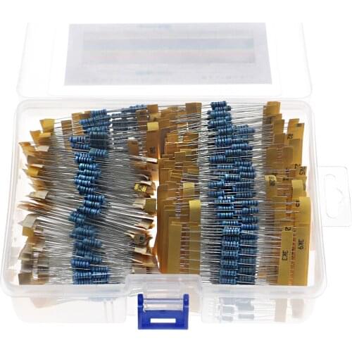 1100Pcs 110Values x 10pcs (0.1 ohm -10M) 1/2W Metal Film Resistors Assortment kit set DIY With box