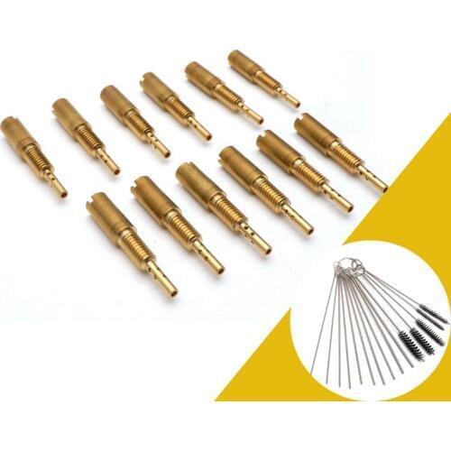 12 pieces Pilot Jets Slow Jet Size 10-37.5 + Carburetor Cleaning Needles and Brushes for Mikuni Carb VM28 /486