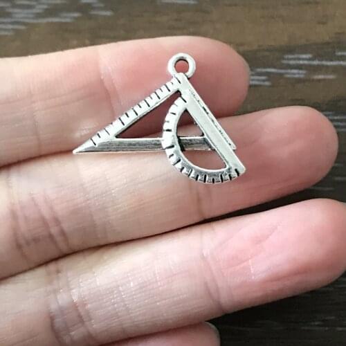 20PCS DIY Triangle Ruler Maths Charms Zinc Alloy Architect Triangle Ruler Pendant for Bracelet Necklaces Zipper Pulls