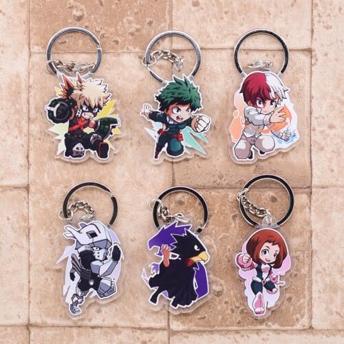 2019 My Hero Academy Keychain Bakugo Double Sided Acrylic Shoto Key Chain Pendant Anime Accessories Cartoon Key Ring