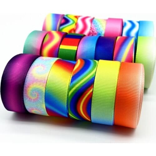 3 yards 15mm Gradient Rainbow Grosgrain Ribbon for Wedding Party Decoration Gift Wrapping DIY