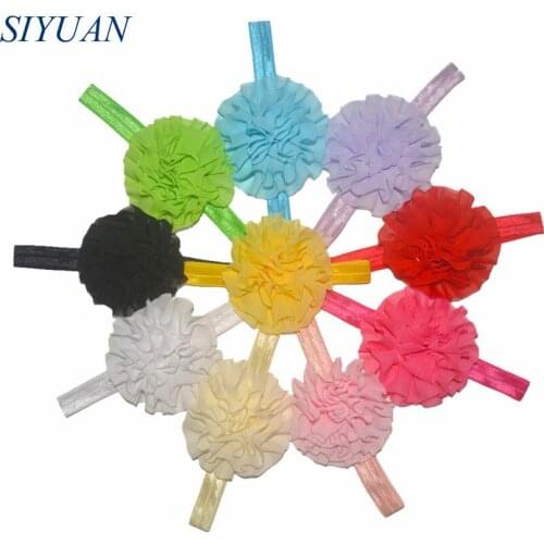 30pcs/lot Ribbon Headband with 3 Fabric Chiffon Flower Lovely Hair Accessories Photography Props HB044