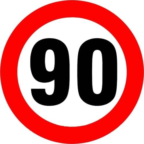 35*35cm Speed Limit Sign 90 Km/h Car Sticker PVC Coloful Decals Motorcycle Car Accessories Warning Sticker for Renault Stickers