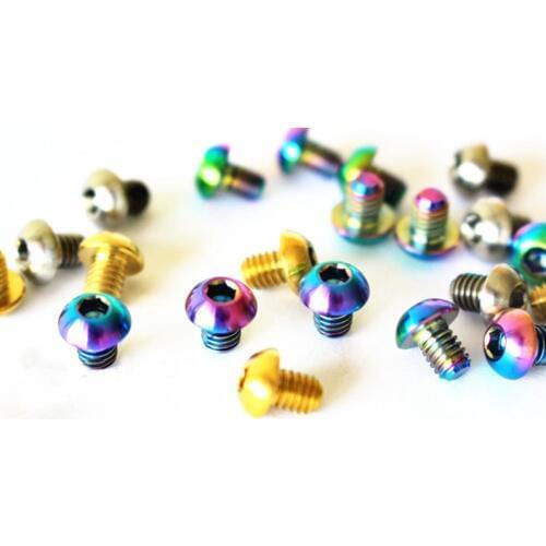 4 PCS M4x5mm Golden/Ti/Rainbow GR5 Titanium Button Head Screw For Bike C-Brake