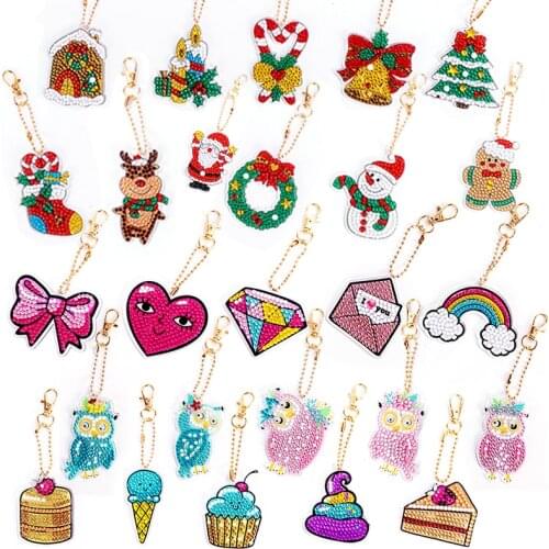 5pcs DIY Full Drill Diamond Painting Keychain Special Shape Mandala Pattern Diamond Cross Stitch Women Bag Key Chain