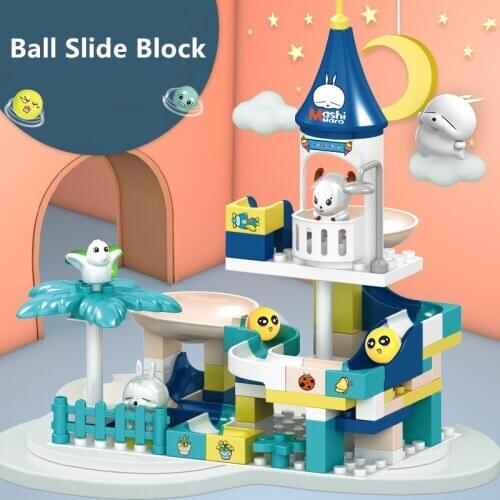78Pcs Marble Race Run Maze Ball Slide Building Blocks Sets Duploed Model Friends Assembling Bricks Educational Toys for Children