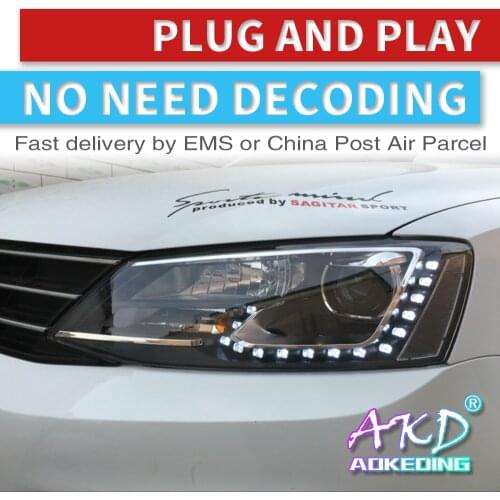 AKD tuning cars Headlight For VW Jetta MK6 Headlights LED DRL Running lights Bi-Xenon Beam Fog lights angel eyes Auto levels