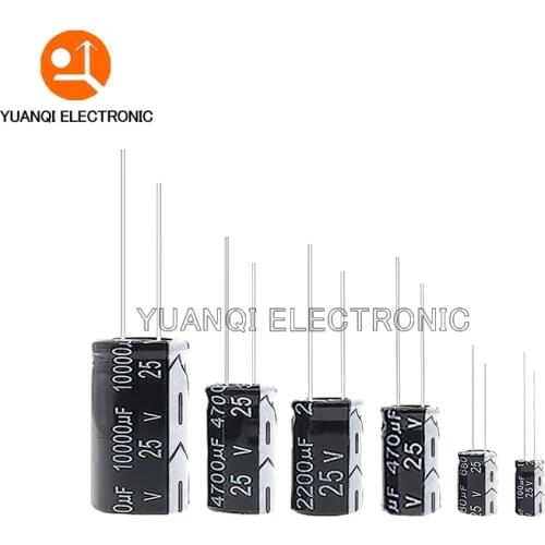 25V Aluminum Electrolytic Capacitor 10UF 22UF 33UF 47UF 100UF 220UF 470UF 680UF 1000UF 2200UF 3300UF 4700UF 6800UF 22000UF