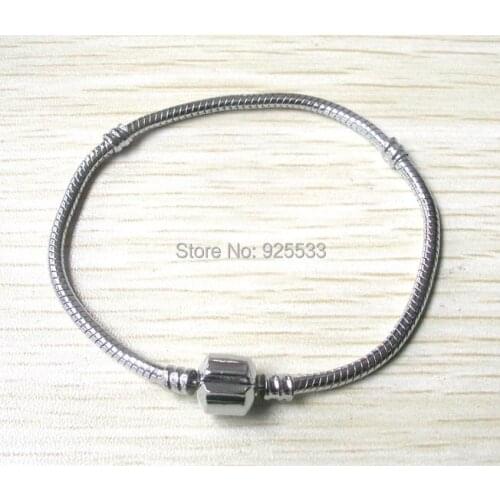 Free shipping 6pcs fashion stainless steel plated copper snake chain European bracelet fit big hole beads DIY