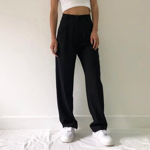 Wide Leg Loose Female Black Mom Trousers 2021 Fashion Straight Suit Women Pants High Waist Casual Office Lady Pants Full Length