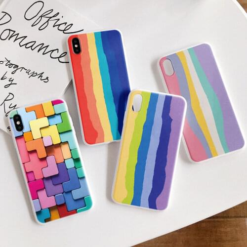 Rainbow Candy Color Case For Samsung Galaxy S20 FE S21 Ultra S9 S10 Plus A11 A12 A21S A10 A20E A31 A40 A70 A71 A50 A51 TPU Cover