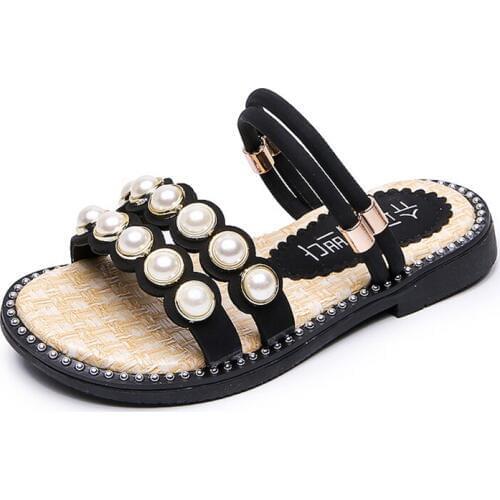 Skoex Children Shoes Girls Summer Slippers Fashion Pearl Decoration Home Shoes Girls Soft Bottom Anti-slippery Outdoor Slippers
