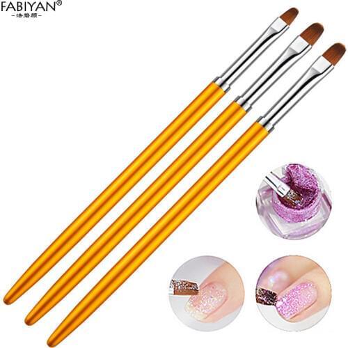 Nail Art Round Extension Builder Flower Painting Drawing Brush Pen Manicure Tips Tools Kit Metal Handle 3Pcs Set