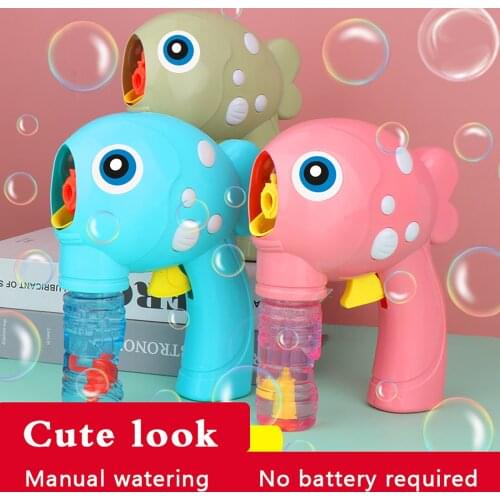 Bubbles toy Cartoon Fish Bubble toy Inertial Manual Bubble toy Blowing Machine 100ML bubbles toy for kids gun