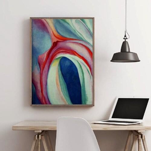 Modern Multicolored Red Blue Abstract Geometric Wall Art Canvas Painting Picture Poster and Print Gallery Living Room Home Decor