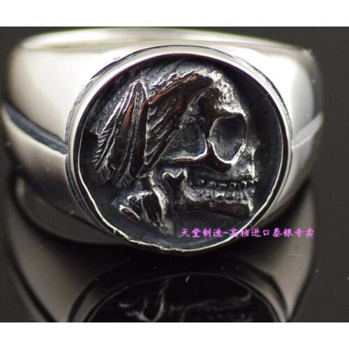 925 pure silver thai silver skull ring