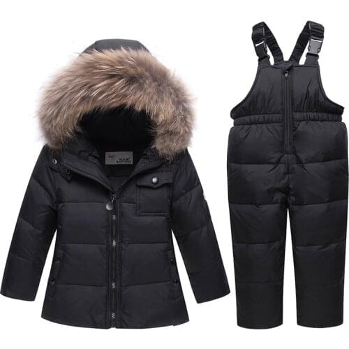2020 New Winter Children Clothing Sets Thick Down Jacket + Overalls Baby Boys Warm jumpsuit Kids Girls Snowsuit 1-5 Years