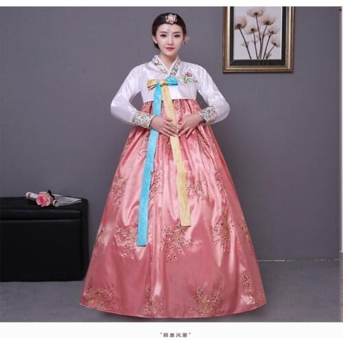 Korean traditional costume hanbok female Korea palace costumes hanbok long dress Cosplay party national dance clothing