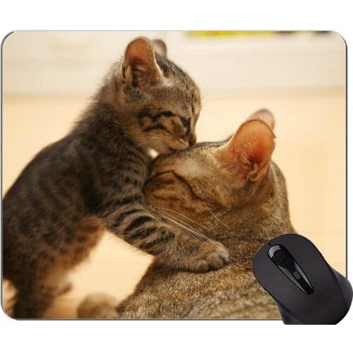 Mouse Pad with Stitched Edge,Baby Animal Kitten Animal Cute Cat Non-Slip Rubber Base Mousepad