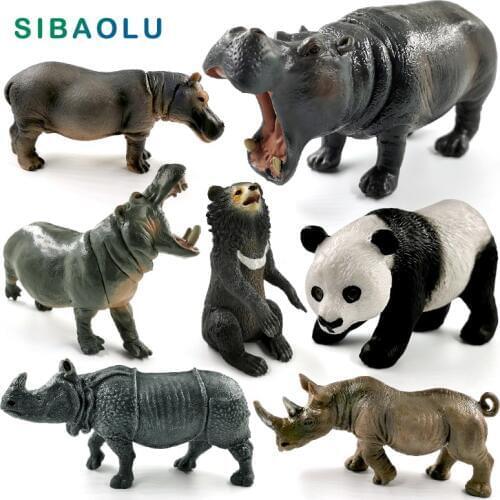 New Hippo Panda Bear Rhino figurine Simulation Animal model home decor miniature fairy garden decoration accessories modern toys