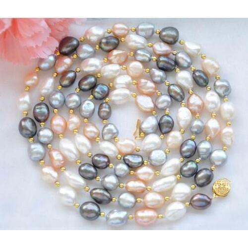 11mm white pink gray black baroque freshwater pearl necklace 65inch