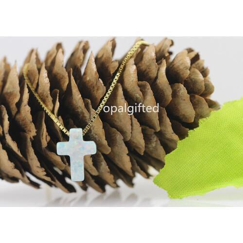 1pc/lot) free shipping 9*12mm white Opal Cross Pendant Necklace 925 Sterling Silver Synthetic Fire Opal Cross Pendant Necklace