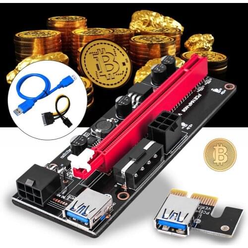 PCIE Riser 1x To 16x 6 PIN Powered PCIE Adapter Extension Cable Extender Pcie Riser Adapter Card SATA