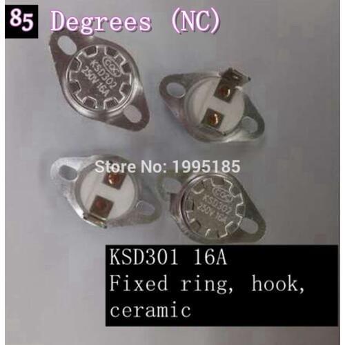 10PCS Large Power KSD301 85 Degree 16A 250V Normally Closed Ceramics Temperature Switch 85 (NC) Temperature Control Switch
