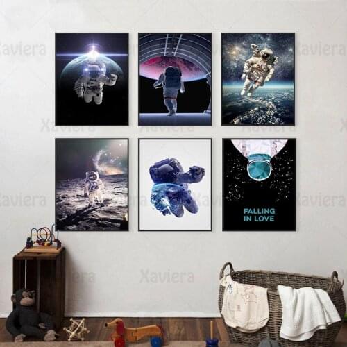 Modern Science Fiction Style Posters Astronaut Space Wall Art Canvas Painting Print Living Room Bedroom Home Decoration Pictures
