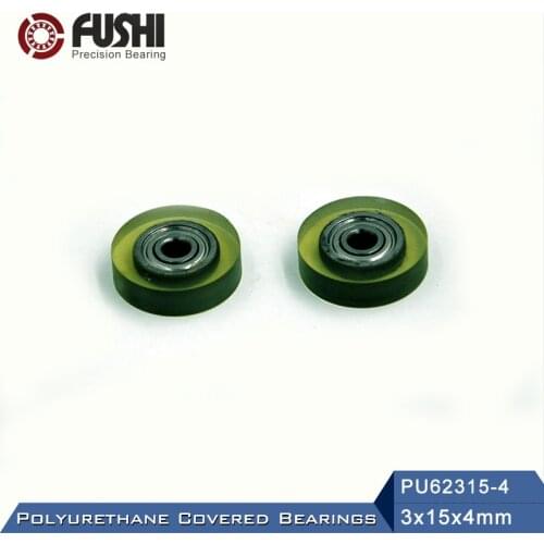 PU 623 Polyurethane Covered Bearing 3*15*4 mm ( 4 Pcs ) Shaft 3mm PU62315-4 Urethane Cover PU623 Bearings