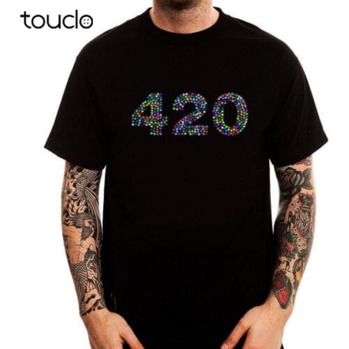 Casual Short-Sleeved Men 420 Colorful Glitch Hallucination Logo Printed Cotton MenS T Shirt Topman Casual T-Shirt