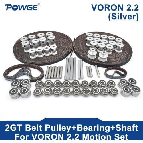 POWGE VORON V2.2 Set GT2 LL-2GT RF Open Timing Belt 2GT 16T 20T pulley 110/188 loop belt Shaft Bearing 625 F695 2RS MOTION PARTS