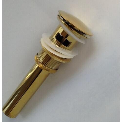 Luxury Gold Color Brass Large Round Cap Pop UP Bathroom Sink Drain With Overflow asd039