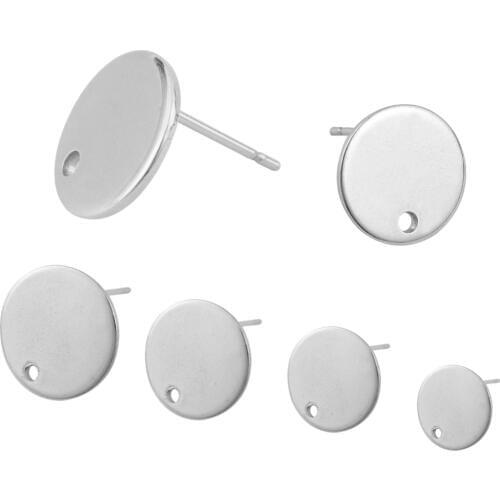 20pcs/lot Stainless Steel Round Oval Earring Setting Earring Sheet With Hanging Hole Jewelry Making Supplies DIY Jewelry Finding