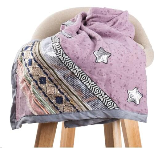 Autumn Winter Scarves for Women Sequin Star Scarf Womens Blanket Cotton Scarf Ladies Warm Pashmina Shawls Scarves Stoles Fashion