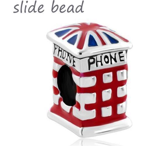 Slide beads Classic British flag house charm beads fit authentic pandora bracelets jewelry making diy valentines gifts