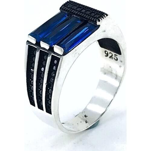 Baget Sapphire Special Design Silver Men 'S Ring