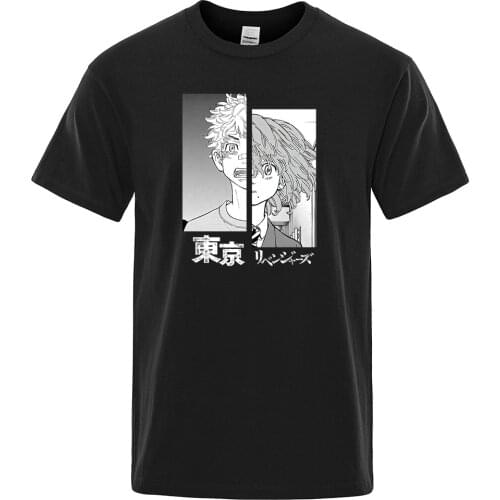 Tokyo Revengers Tachibana Hinata Hanagaki Takemichi Print Tshirt Men Style Fit Top Retro Loose T Shirt Vintage Cool T-Shirt Male