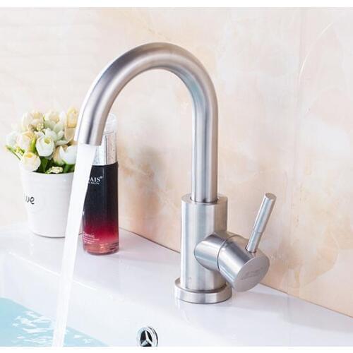 Vidric free shipping Bathroom nickel Brushed Stainless Steel Basin Faucet Hot & Cold Water Mixer Tap Torneira Sink Faucet