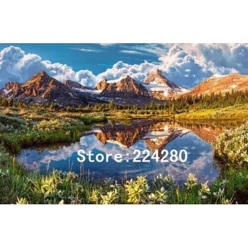 Lake under the rocky mountains scenery Needlework,Cross stitch Handmade 14CT Canvas DIY,Cross-stitch kit,Embroidery Art Home