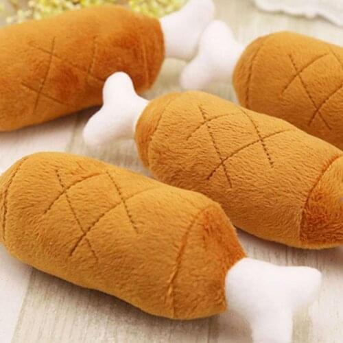 Plush Toy Funny Squeaky Drumstick Shape Durable Squeaky Toy for Bone Shape Pet Toy Dog Supplies
