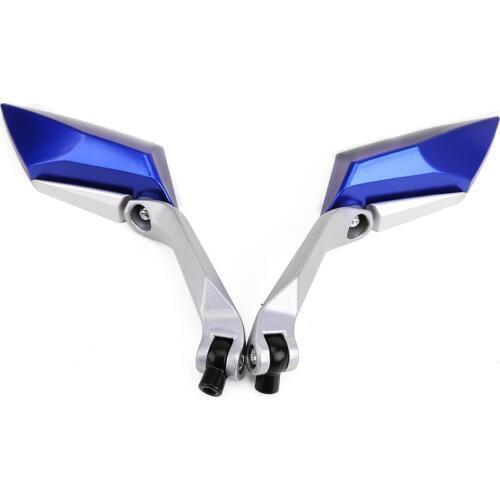 Pair rear-view mirror for motorcycle Scooter tread screw 8mm 10mm M8 M10 blue color