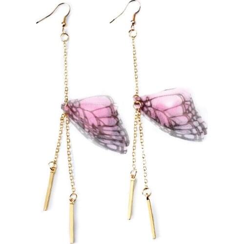 Multiple Beautiful Fairy Tale Butterfly Wing Earring Asymmetric Imitation Pearl Crystal Dangle Earrings for woman Accessories