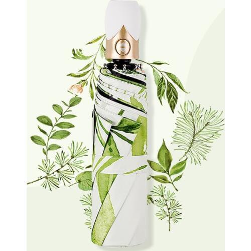 Green Plants Automatic Umbrella Female Three-folding Umbrella Rain Women Pink Flowers Umbrella Windproof High Quality Parasol