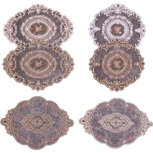 1pcs 2Color Insulation Plate Mat Anti-scald for Dining Table Embroidery Craft Coaster Placemat Lace Fabric European Style